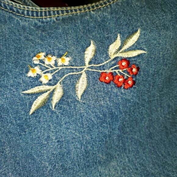 Sunshine Apparel Embroidered Denim Zip-up Maxi Dress Size Large - Picture 2 of 11